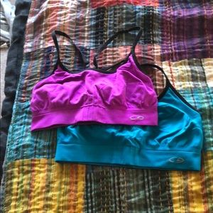 2 sports bras purple sz S blue sz M